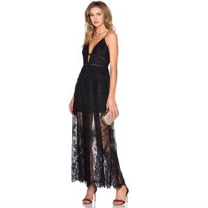 NWT NBD X "Stella" Black Lace Maxi Dress Sz. 0